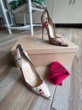 Christian Louboutin So-Kate 120 Python Graffiti Pumps Shoe Eur. 38.5